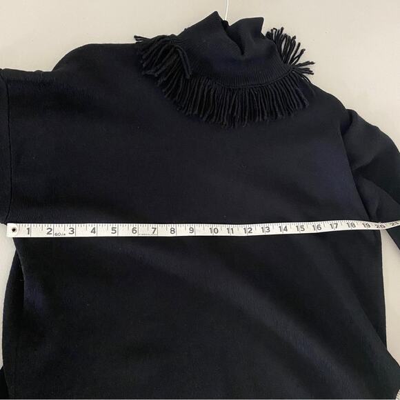 Bitte Kai Rand Classic Merino Wool Blend Black Fringe Turtleneck Sweater Small - Picture 4 of 9